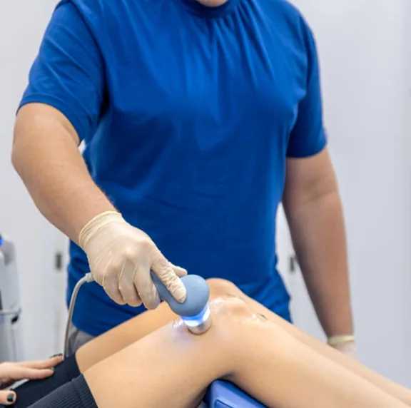Physiotherapist applying targeted muscle cryotherapy to a patient at Sport-Fit Physio Care, Chennai