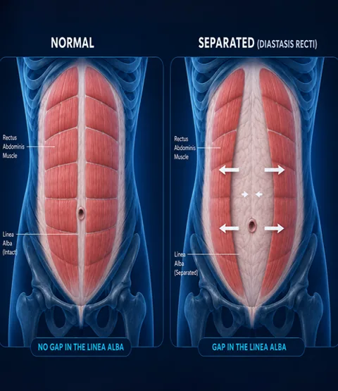 Diastasis Recti Self Check Diagram at Sport Fit Physio Care Chennai
